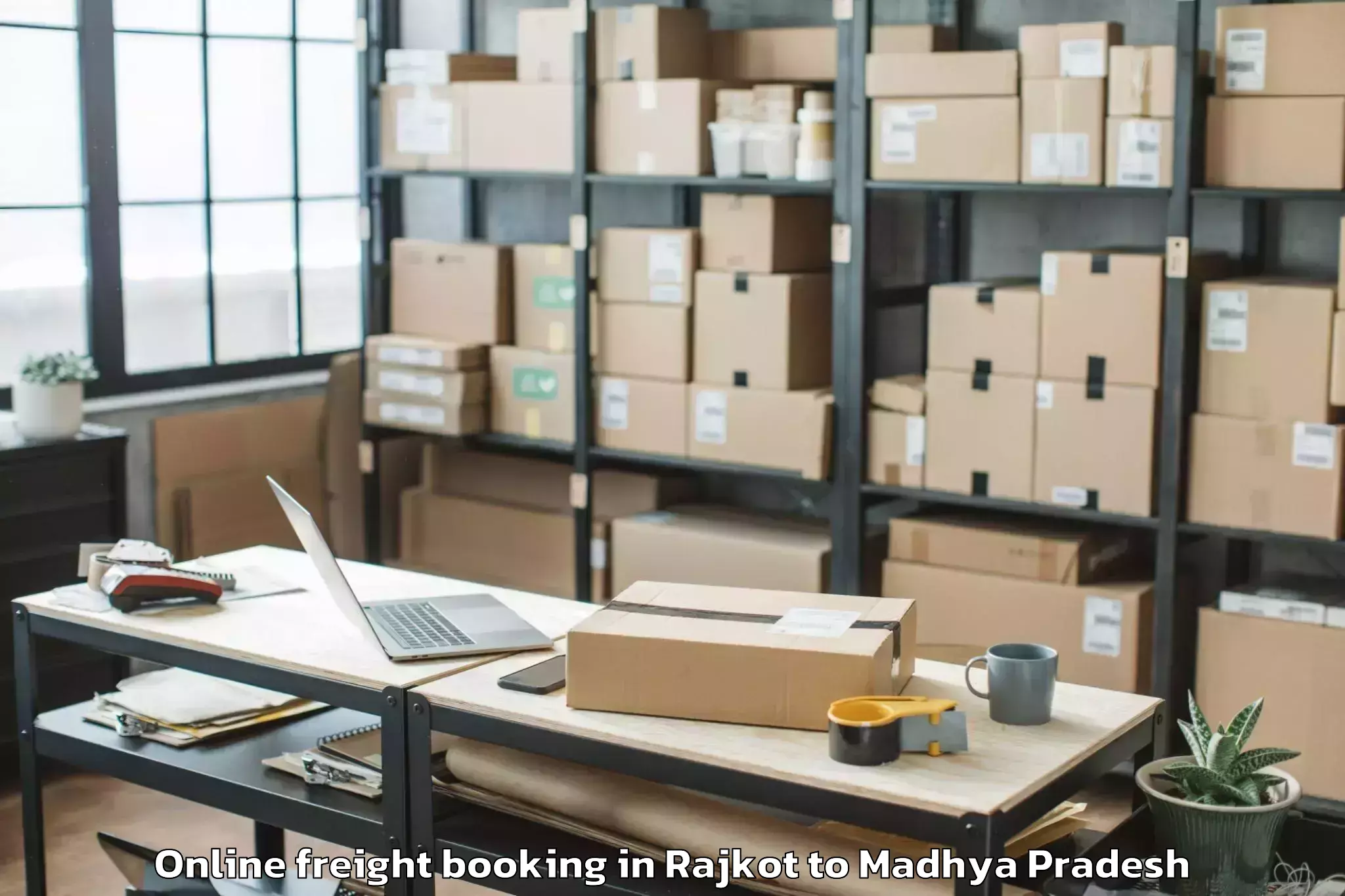 Top Rajkot to Abhilashi University Satna Online Freight Booking Available